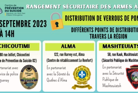 Distribution gratuite de verrous de pontet pour sécuriser les armes à feu